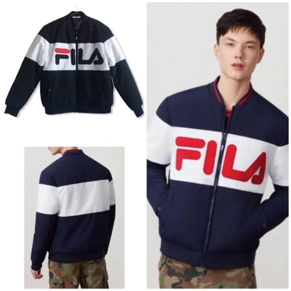 Fila Duccio Bomber Zip Up Black Jacket With Logo Small - Picture 1 of 11